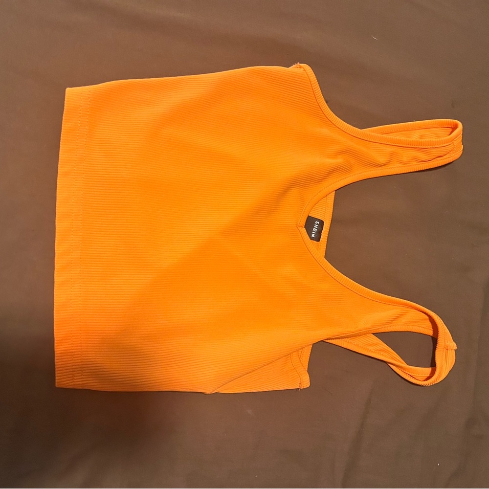 Orange Ribbed Tank Top